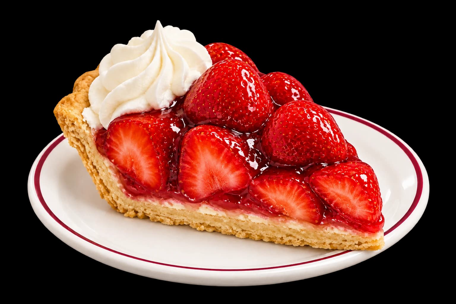 A slice of fresh strawberry pie