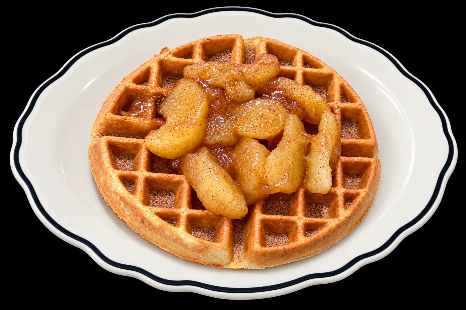 Apple waffle with cinnamon-glazed apples