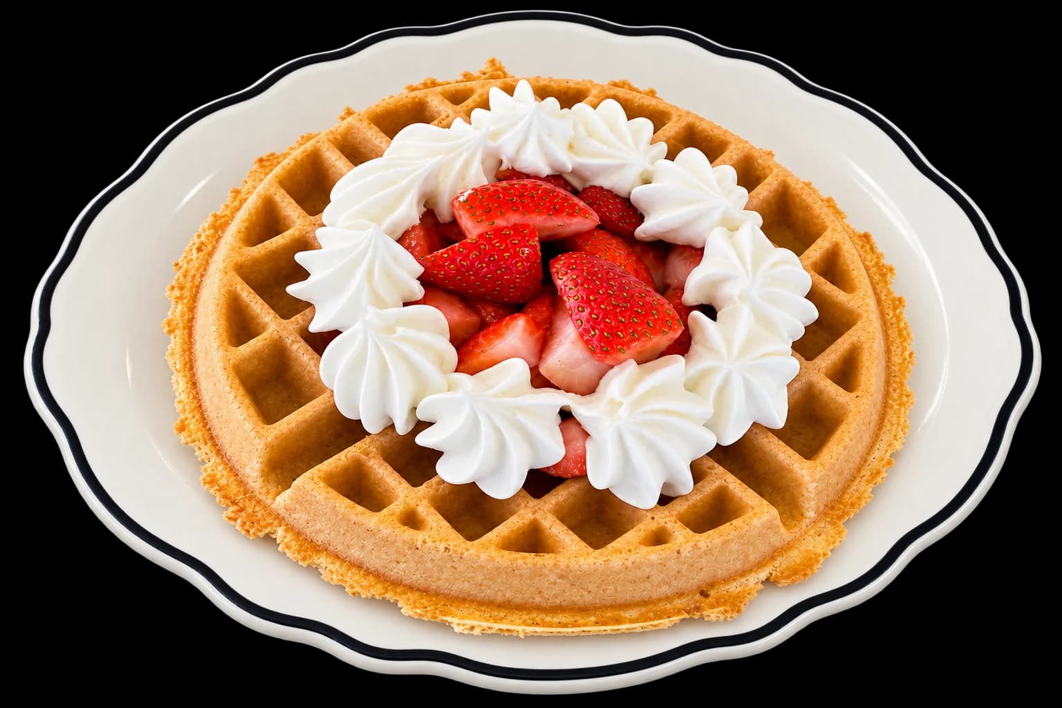 Strawberry waffle with whipped cream